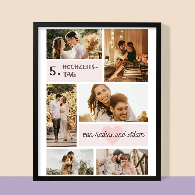 Fotocollage: 5. Hochzeitstag - Druck Mit Rahmen 30X40