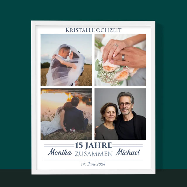 Fotocollage: 15 Jahre Zusammen - Druck Mit Rahmen 30X40