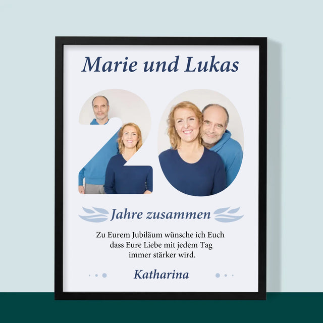 Buchstaben-Collage: 20 Jahre Zusammen - Druck Mit Rahmen 30X40