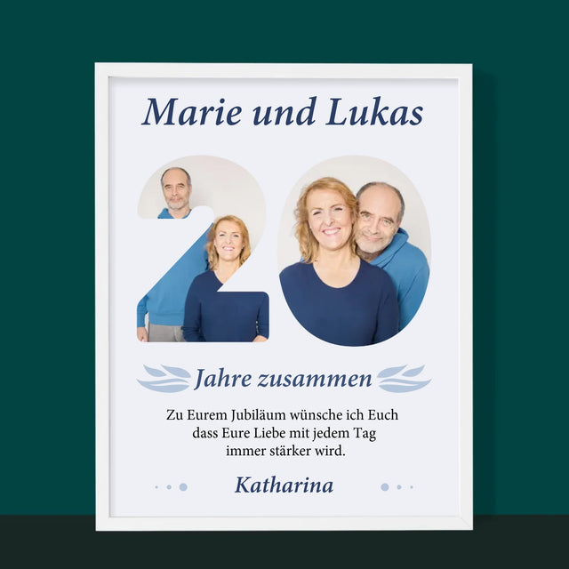 Buchstaben-Collage: 20 Jahre Zusammen - Druck Mit Rahmen 30X40