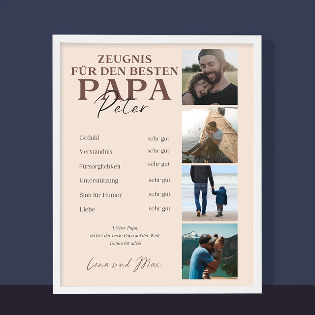 Fotocollage: Papa-Zeugnis - Druck Mit Rahmen 30X40