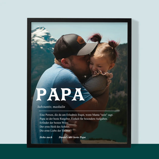 Foto Und Unterschrift: Definition Papa - Druck Mit Rahmen 30X40