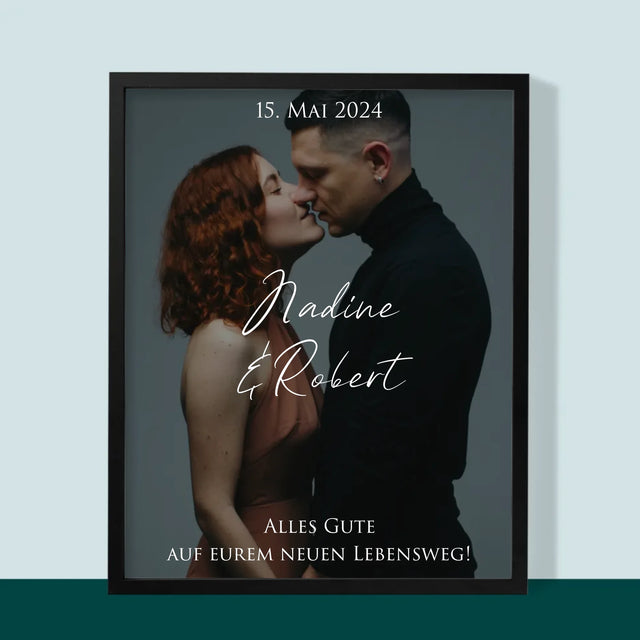 Foto Und Unterschrift: Hochzeitsfoto Glückwünsche - Druck Mit Rahmen 30X40