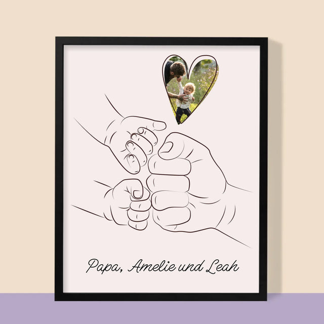 Foto Und Unterschrift: Papa Baby Hand - Druck Mit Rahmen 30X40