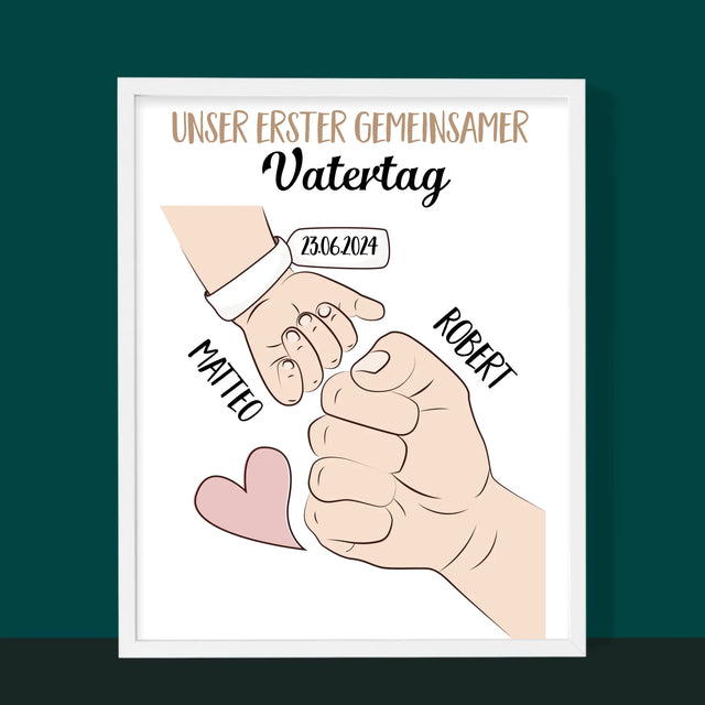 Name Und Unterschrift: Erster Gemeinsamer Vatertag - Druck Mit Rahmen 30X40