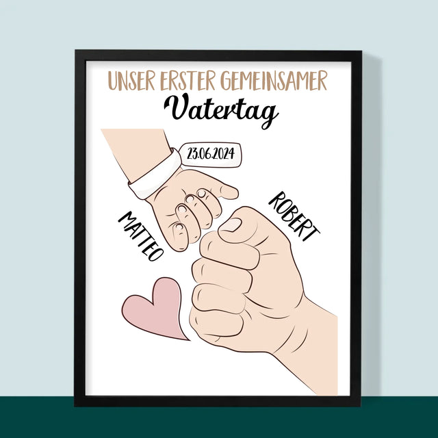 Name Und Unterschrift: Erster Gemeinsamer Vatertag - Druck Mit Rahmen 30X40