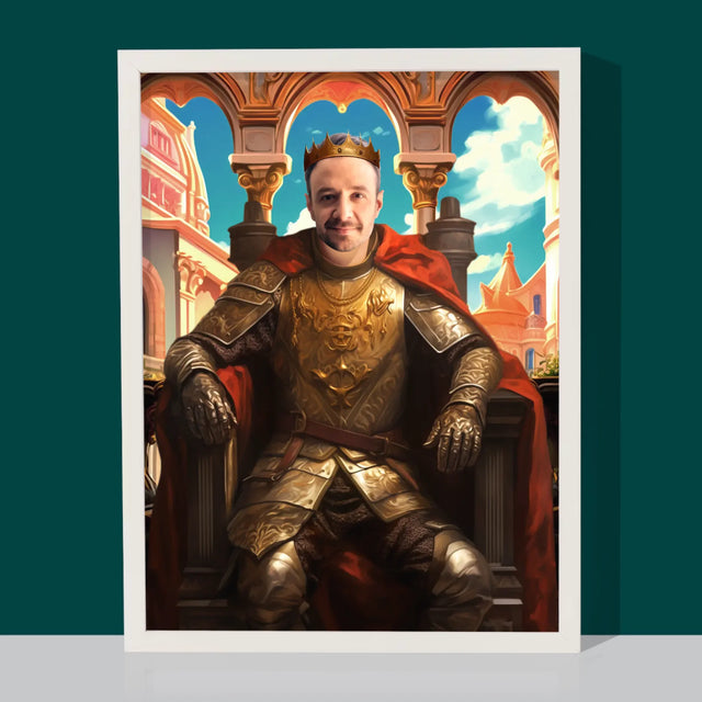 Königsporträt: König Auf Dem Thron - Druck Mit Rahmen 30X40