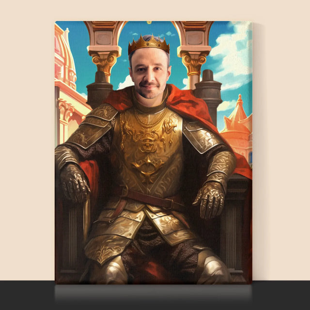 Königsporträt: König Auf Dem Thron - Druck Mit Rahmen 30X40