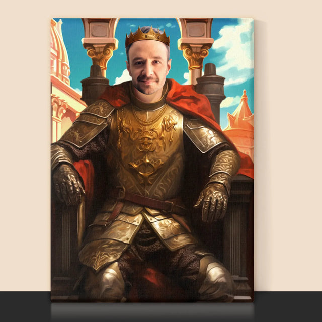 Königsporträt: König Auf Dem Thron - Druck Mit Rahmen 30X40