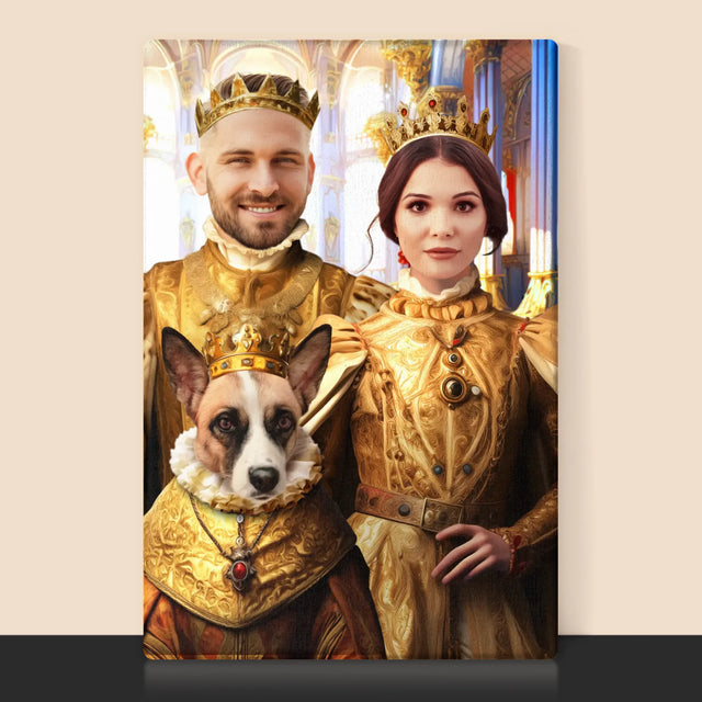 Königsporträt: König Und Königin Mit Haustier - Druck Mit Rahmen 30X40