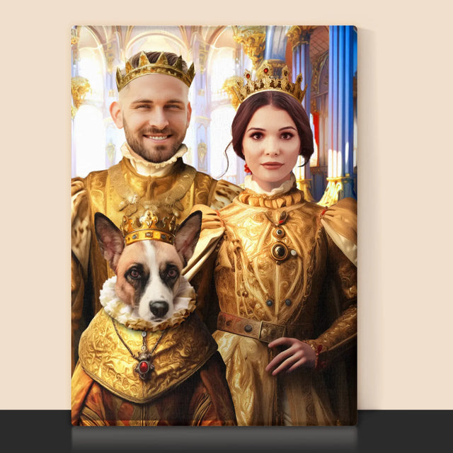 Königsporträt: König Und Königin Mit Haustier - Druck Mit Rahmen 30X40