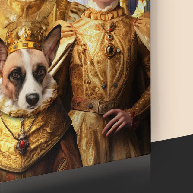 Königsporträt: König Und Königin Mit Haustier - Druck Mit Rahmen 30X40