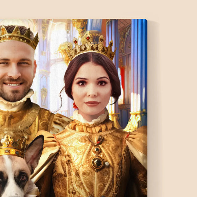 Königsporträt: König Und Königin Mit Haustier - Druck Mit Rahmen 30X40