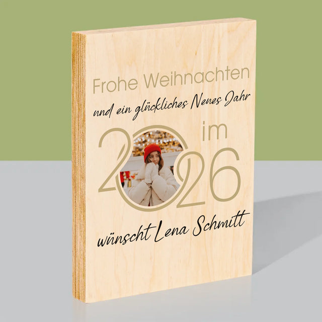 Fotocollage: Ein Glückliches Neues Jahr - Druck Auf Holz