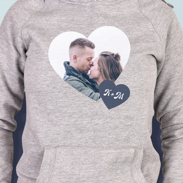 Fotocollage: Initialen Mit Herz - Kapuzenpullover Für Damen