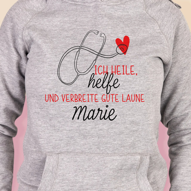 Name Und Unterschrift: Ich Heile, Helfe - Kapuzenpullover Für Damen
