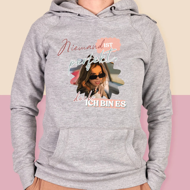 Foto Und Unterschrift: Niemand Ist Perfekt - Kapuzenpullover Für Damen