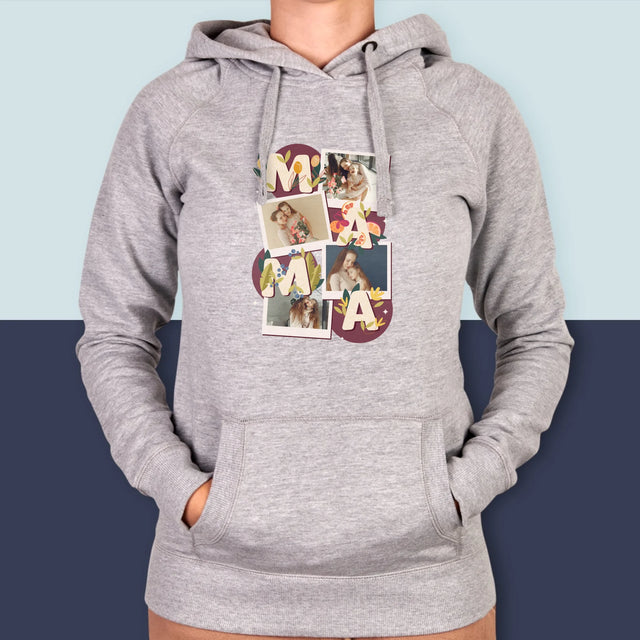 Fotocollage: Buchstaben Mama - Kapuzenpullover Für Damen