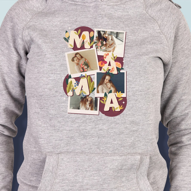 Fotocollage: Buchstaben Mama - Kapuzenpullover Für Damen