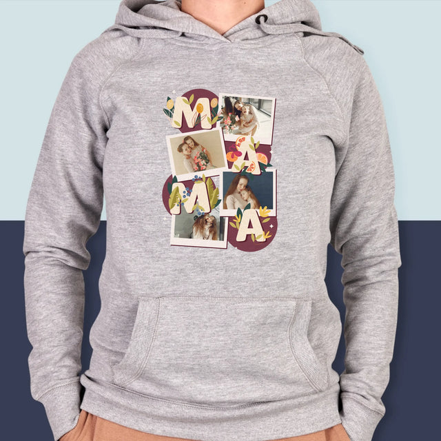 Fotocollage: Buchstaben Mama - Kapuzenpullover Für Damen