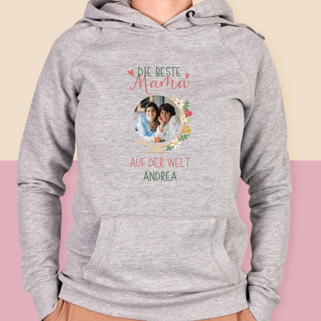 Foto Und Unterschrift: Beste Mama Welt - Kapuzenpullover Für Damen