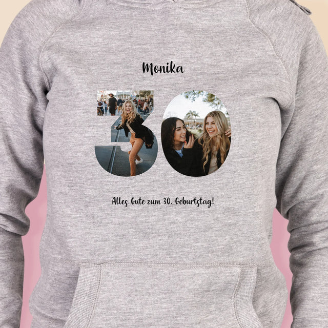 Buchstaben-Collage: 30. Geburtstag - Kapuzenpullover Für Damen