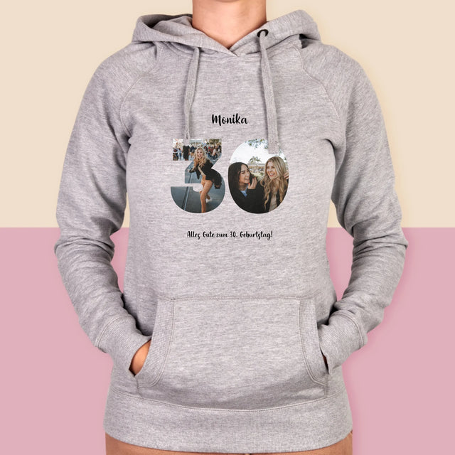 Buchstaben-Collage: 30. Geburtstag - Kapuzenpullover Für Damen
