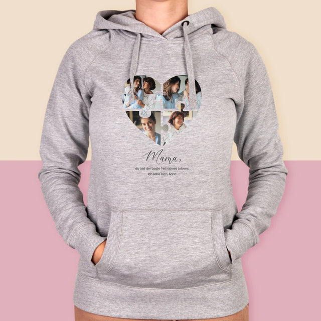 Fotocollage: Herz Puzzle Für Mama - Kapuzenpullover Für Damen