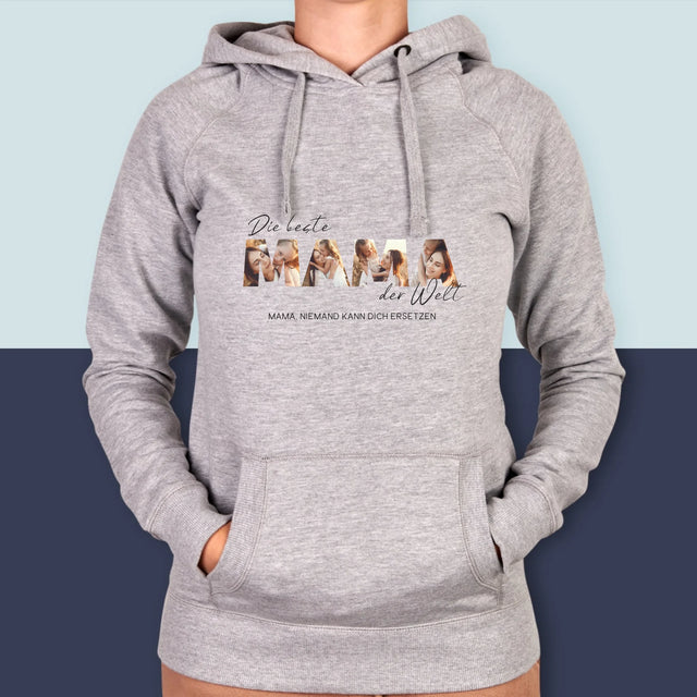 Buchstaben-Collage: Beste Mama Der Welt Fotos - Kapuzenpullover Für Damen