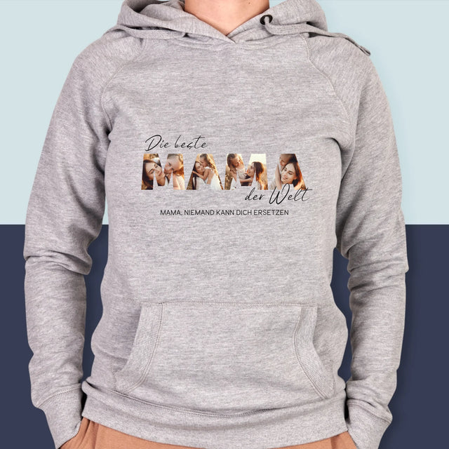 Buchstaben-Collage: Beste Mama Der Welt Fotos - Kapuzenpullover Für Damen