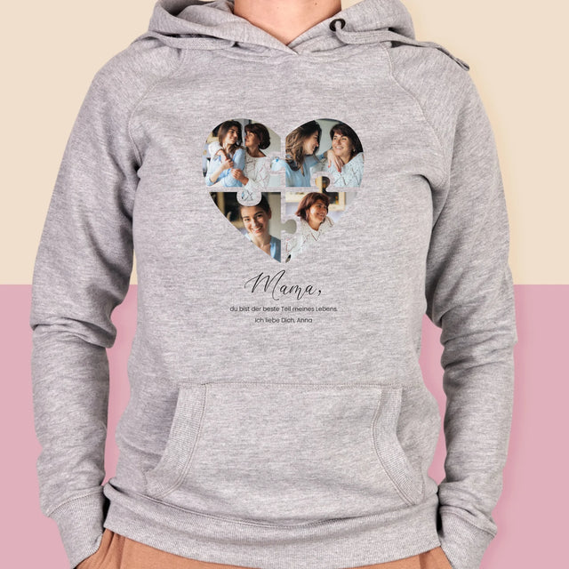 Fotocollage: Herz Puzzle Für Mama - Kapuzenpullover Für Damen