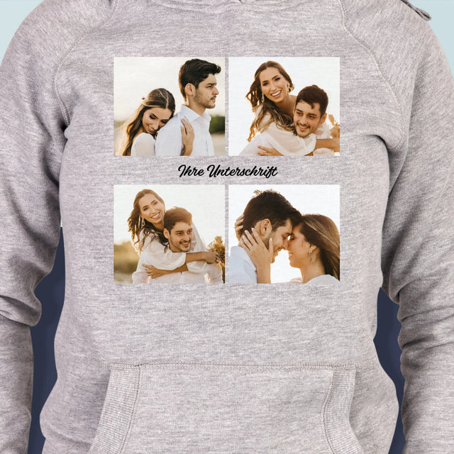 Fotocollage: 4 Fotos Und Unterschrift - Kapuzenpullover Für Damen