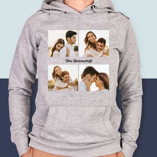 Fotocollage: 4 Fotos Und Unterschrift - Kapuzenpullover Für Damen