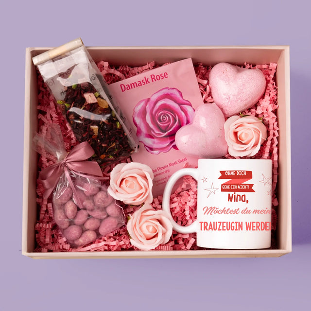 Name Und Unterschrift: Ohne Dich Gehe Ich Nicht - Geschenkset Mit Tasse Und Wellnessartikeln