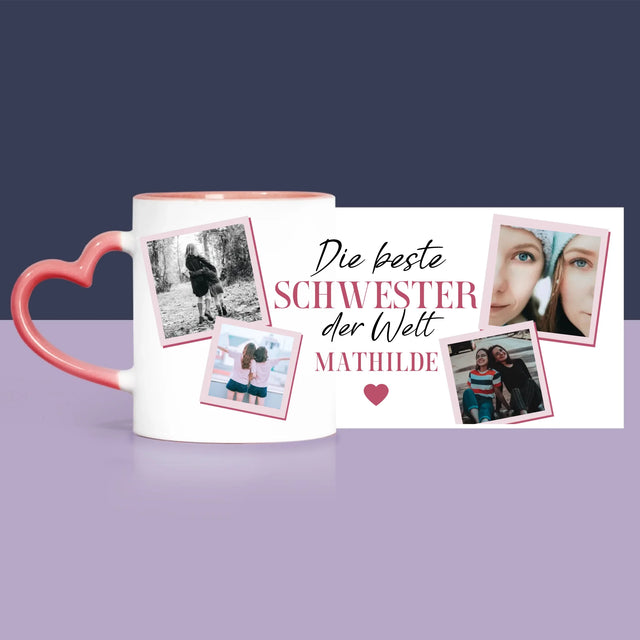 Fotocollage: Beste Schwester Der Welt - Geschenkset Mit Tasse, Teddybär Und Süßigkeiten