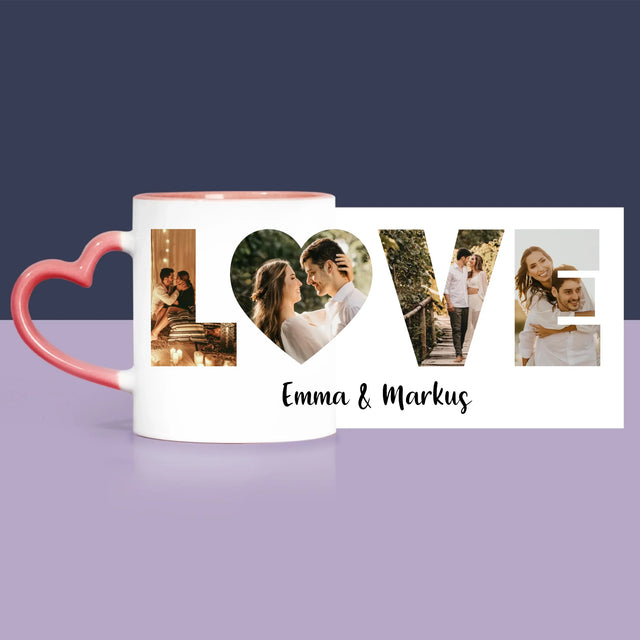 Buchstaben-Collage: Love - Geschenkset Mit Tasse, Teddybär Und Süßigkeiten