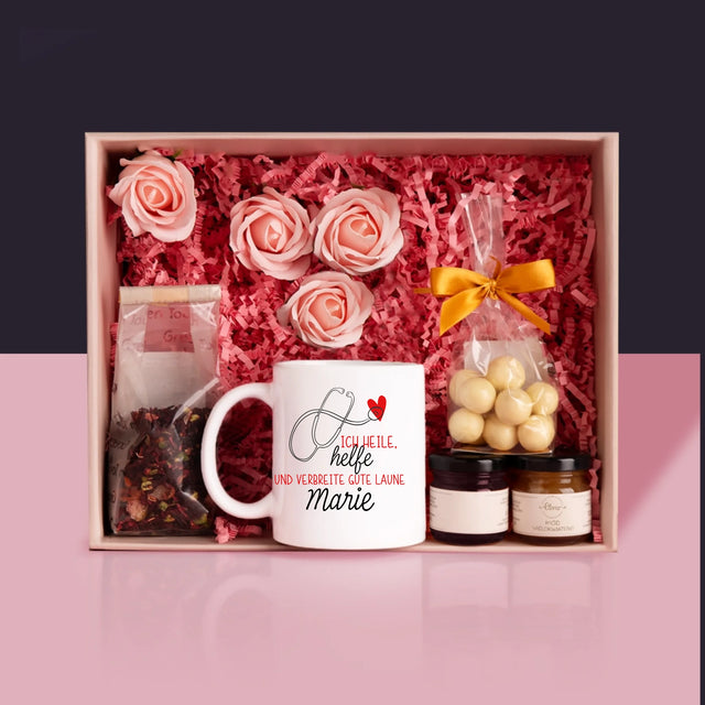 Name Und Unterschrift: Ich Heile, Helfe - Geschenkset Mit Tasse, Tee Und Süßigkeiten