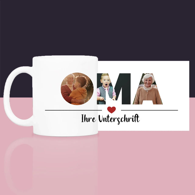 Buchstaben-Collage: Oma - Geschenkset Mit Tasse, Tee Und Süßigkeiten