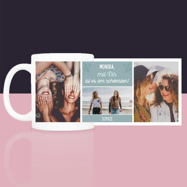 Fotocollage: Beste Freundinnen - Geschenkset Mit Tasse, Tee Und Süßigkeiten