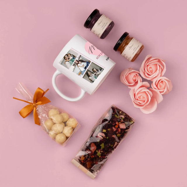 Fotocollage: Mama, Ich Liebe Dich - Geschenkset Mit Tasse, Tee Und Süßigkeiten