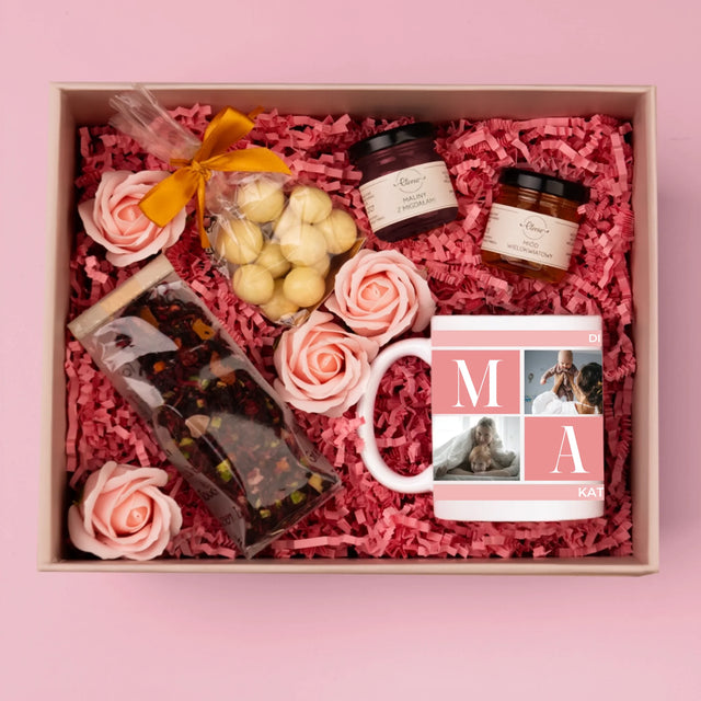 Fotocollage: Beste Mama Collage - Geschenkset Mit Tasse, Tee Und Süßigkeiten