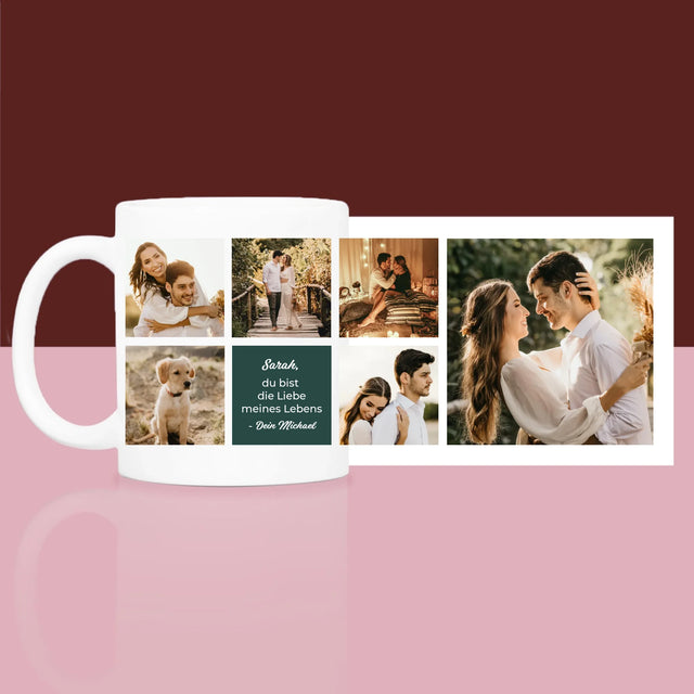 Fotocollage: Liebe Collage - Geschenkset Mit Einer Tasse Und Einem Satin-Haarband