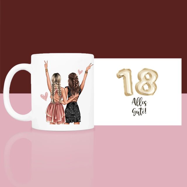 Avatar Creator: Freundinnen 18. Geburtstag - Geschenkset Mit Einer Tasse Und Einem Satin-Haarband