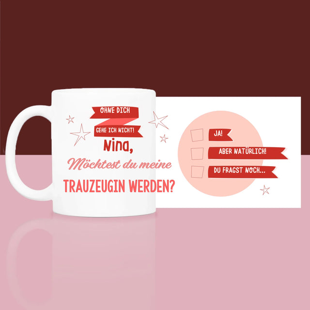 Name Und Unterschrift: Ohne Dich Gehe Ich Nicht - Geschenkset Mit Einer Tasse Und Einem Satin-Haarband