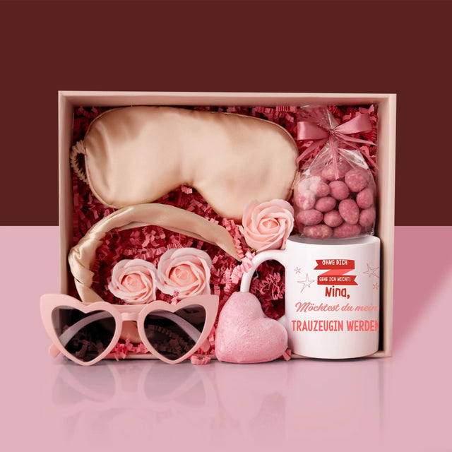 Name Und Unterschrift: Ohne Dich Gehe Ich Nicht - Geschenkset Mit Einer Tasse Und Einem Satin-Haarband