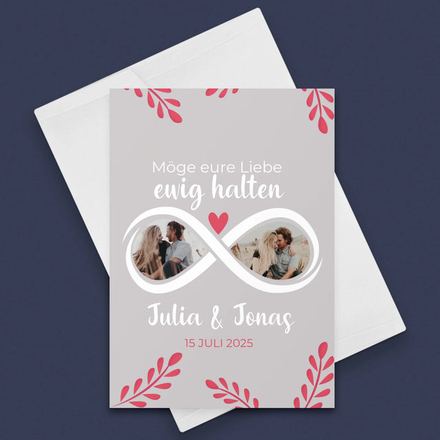 Fotocollage: Möge Eure Liebe Ewig Halten - Glückwunschkarte