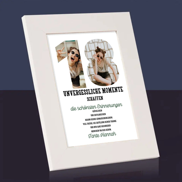 Buchstaben-Collage: 18. Geburtstag - Bilderrahmen