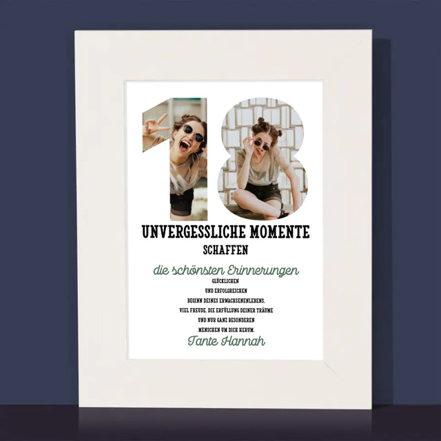 Buchstaben-Collage: 18. Geburtstag - Bilderrahmen
