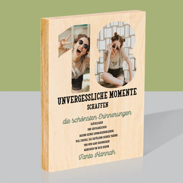 Buchstaben-Collage: 18. Geburtstag - Druck Auf Holz