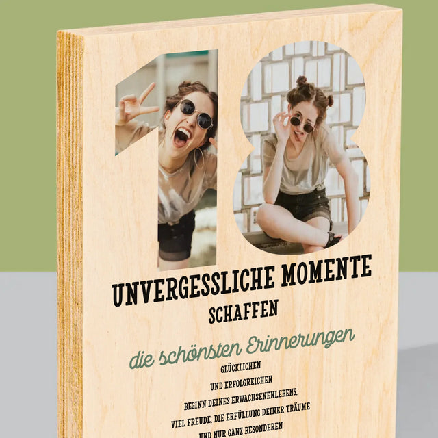 Buchstaben-Collage: 18. Geburtstag - Druck Auf Holz